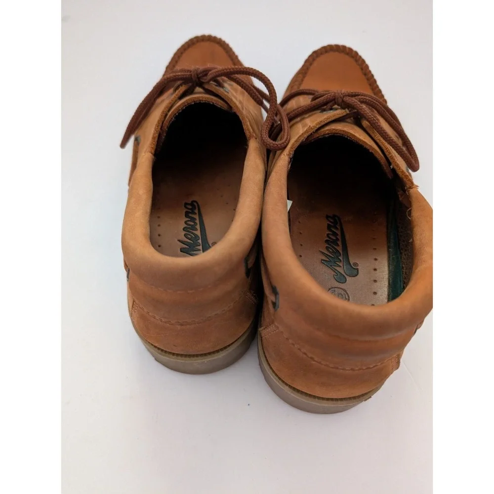 Mens Merona Tan/ Rust Leather Boat Shoes Size 10.5